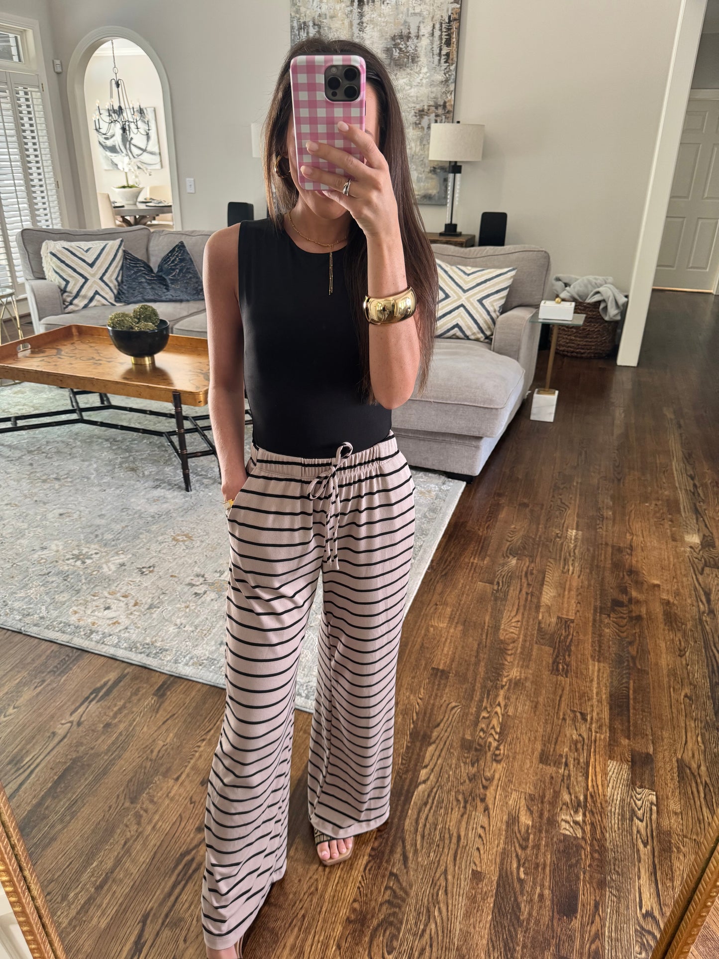 Ribbed Black & Mocha Pants
