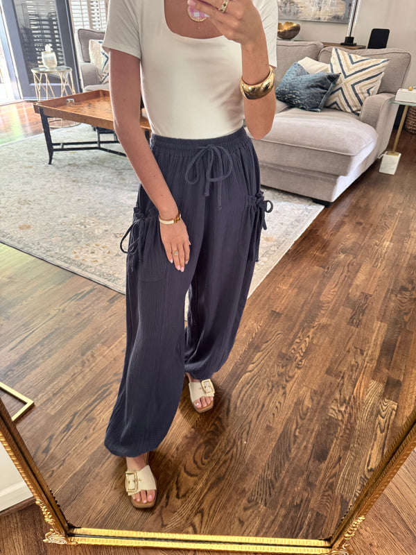 Blue Linen Joggers