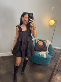 Mocha Ruffle Babydoll Dress