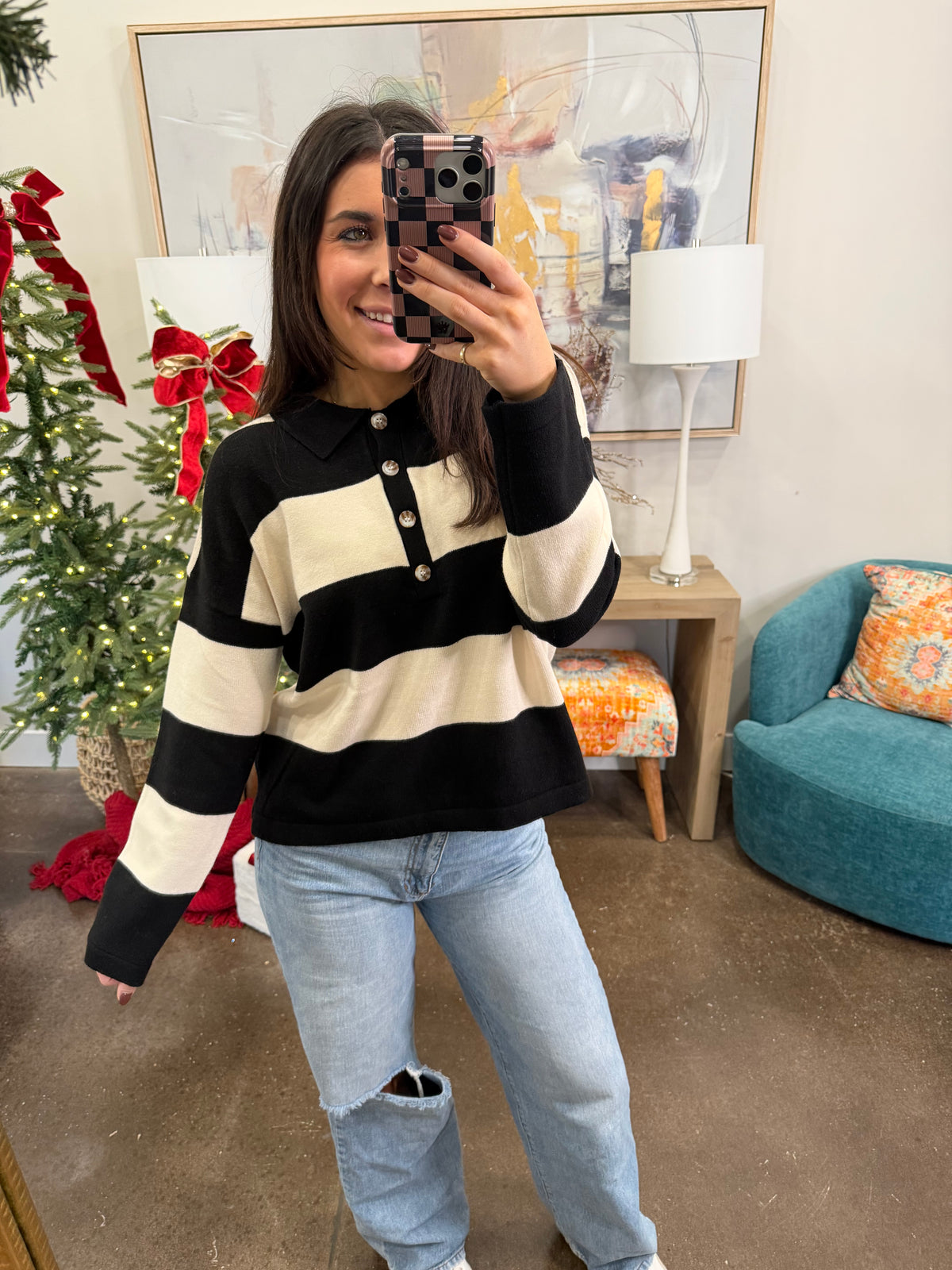 Black and White Striped Sweater