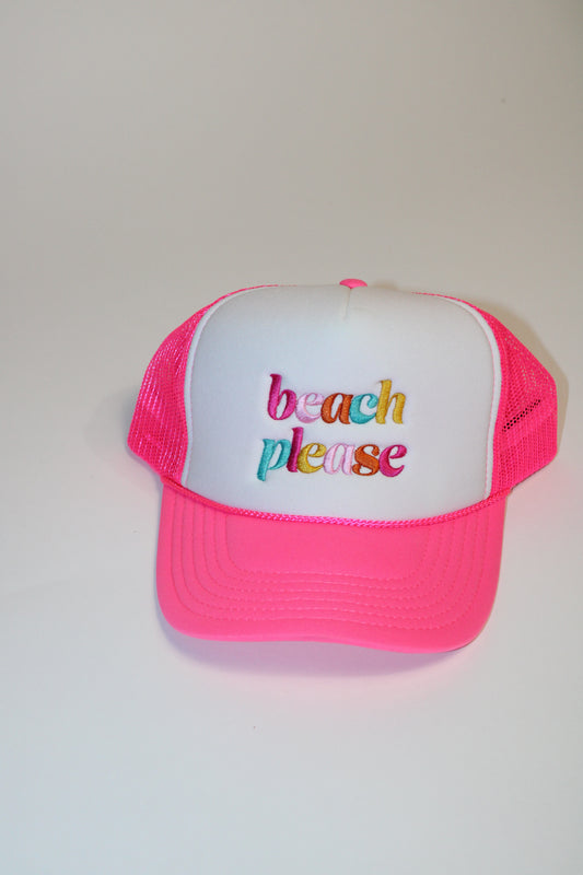 Beach Please trucker Hats