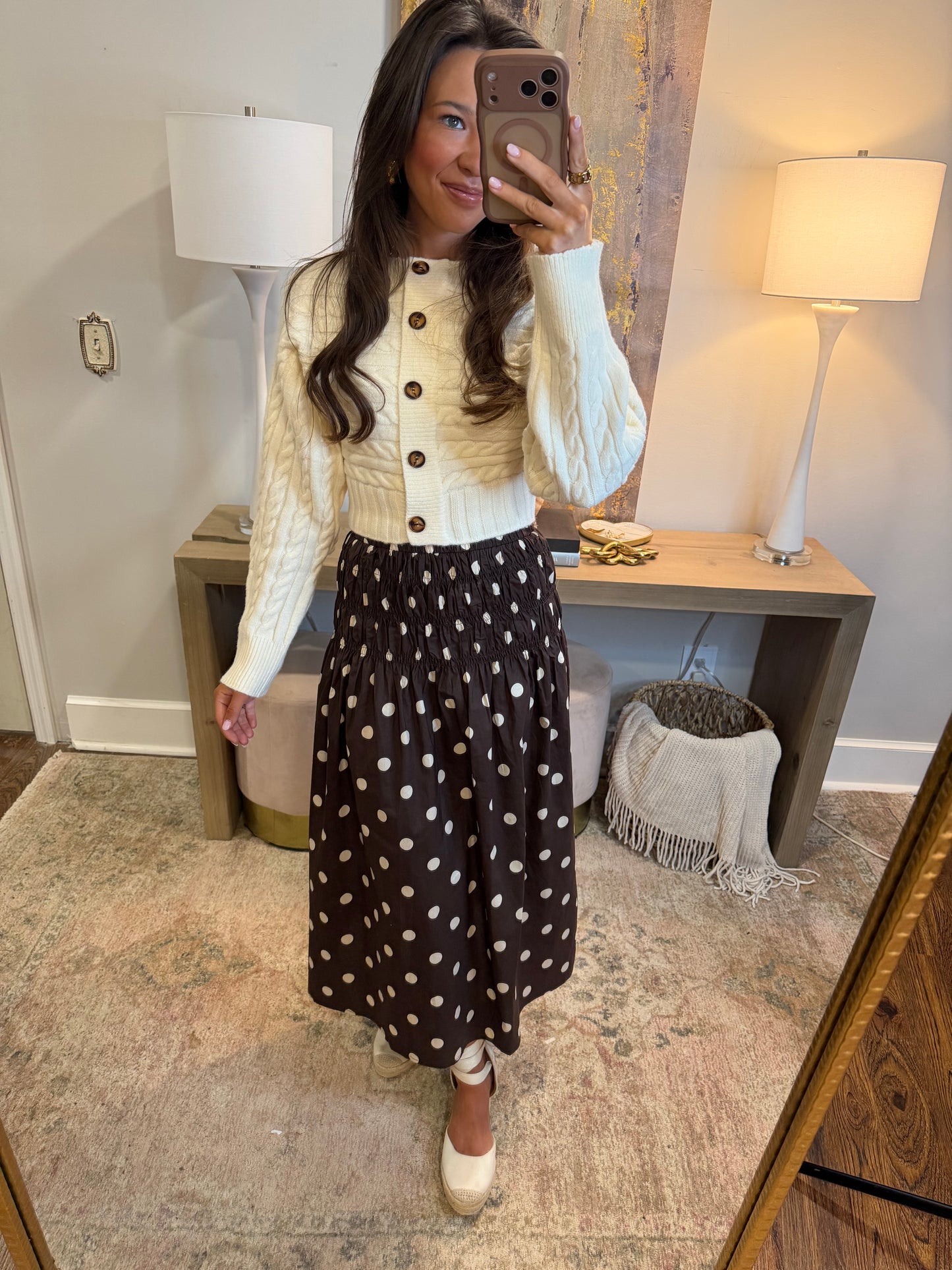 Mocha Polka Dot Skirt
