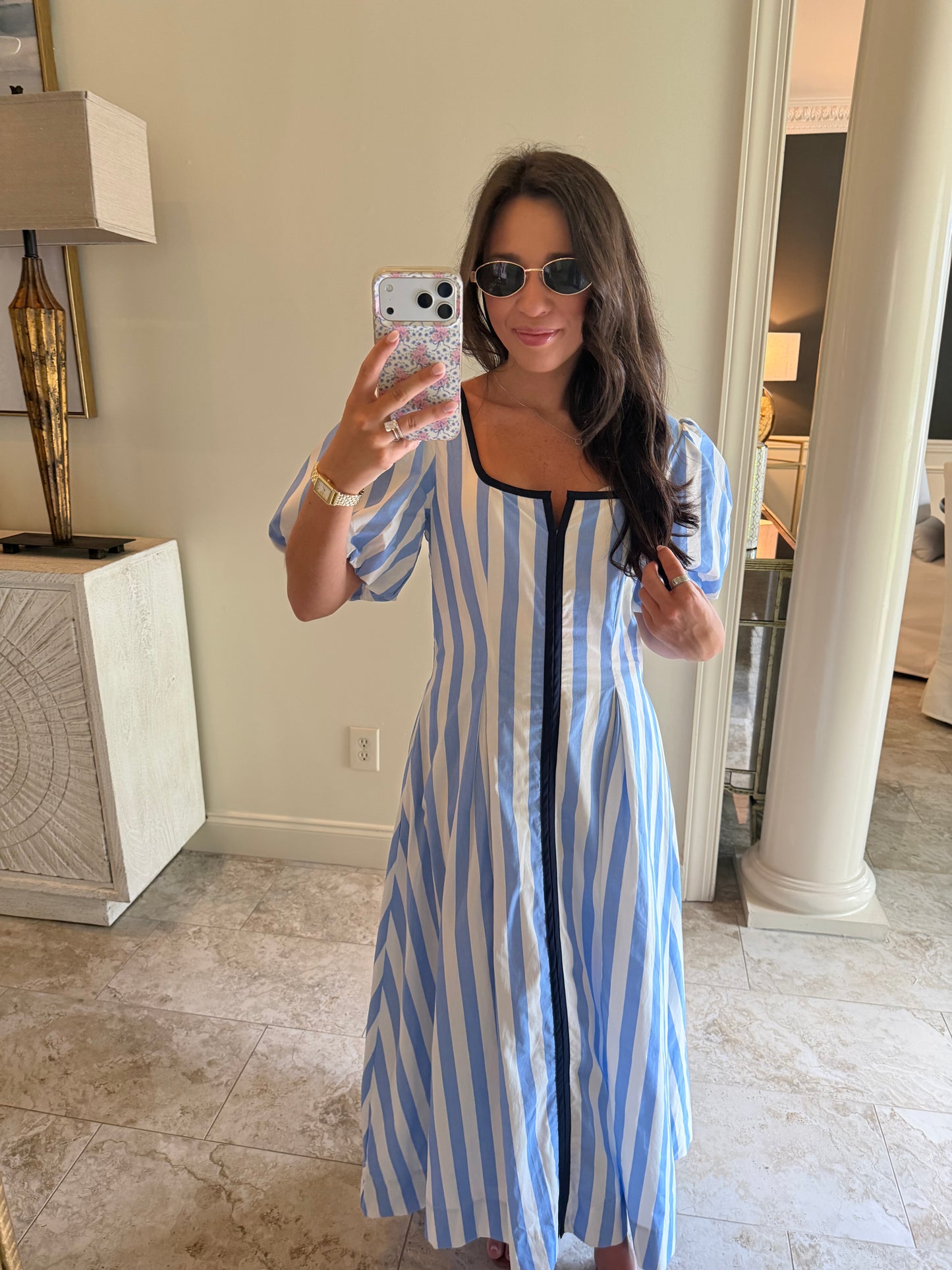 Catherine Striped Blue Dress
