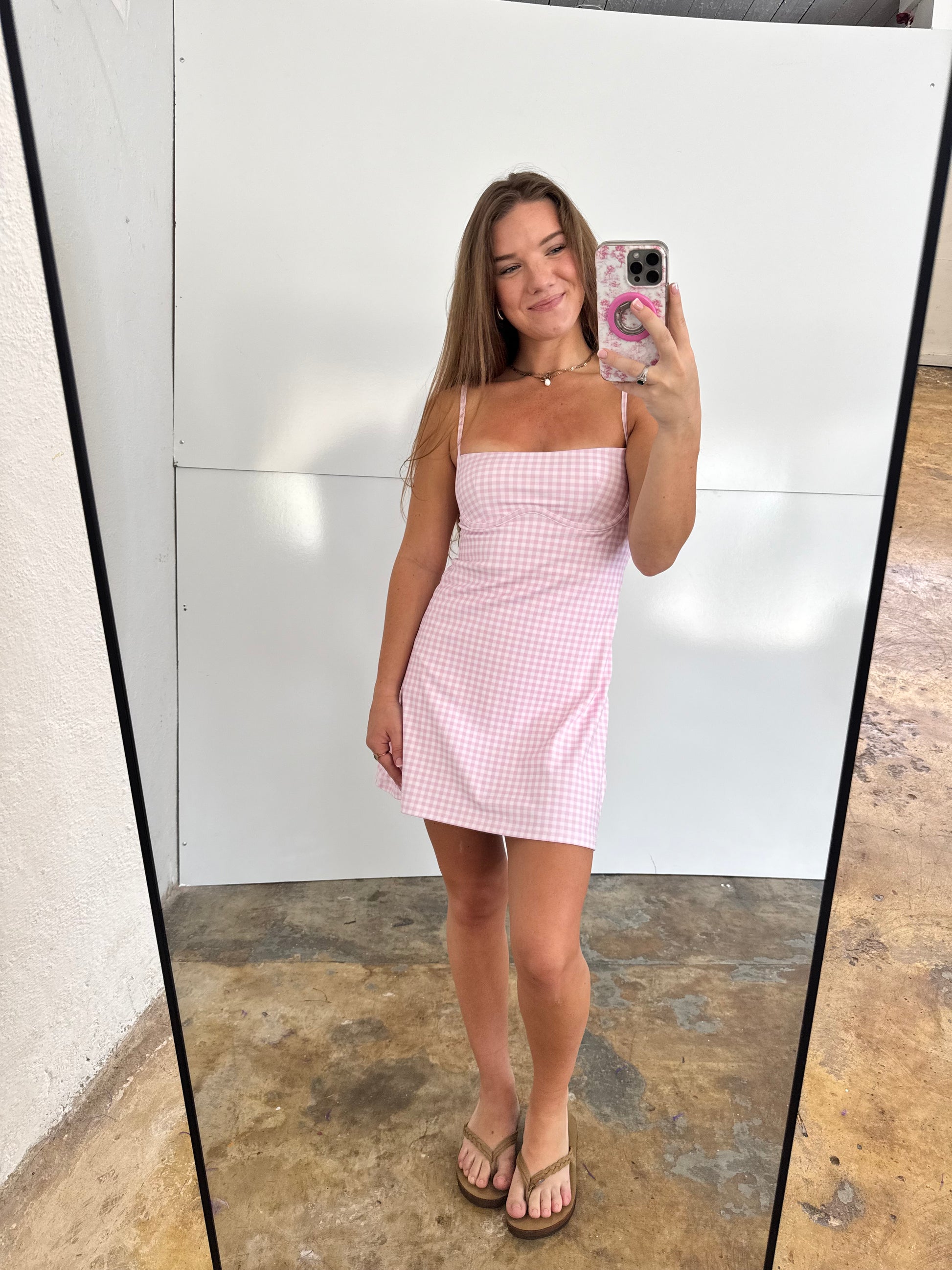 Pink Gingham Active Dress – Elizabeth Lane Boutique