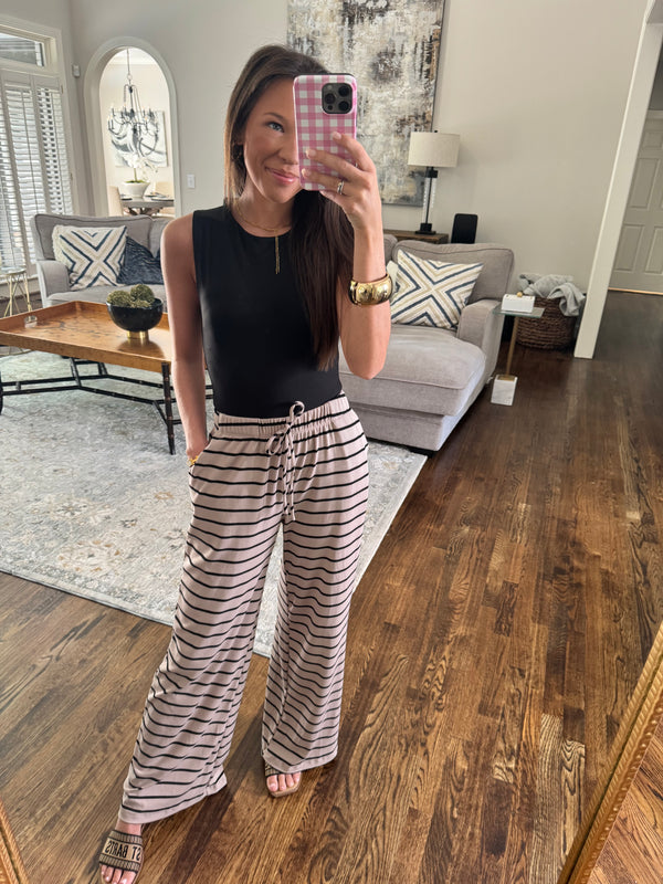 Ribbed Black & Mocha Pants