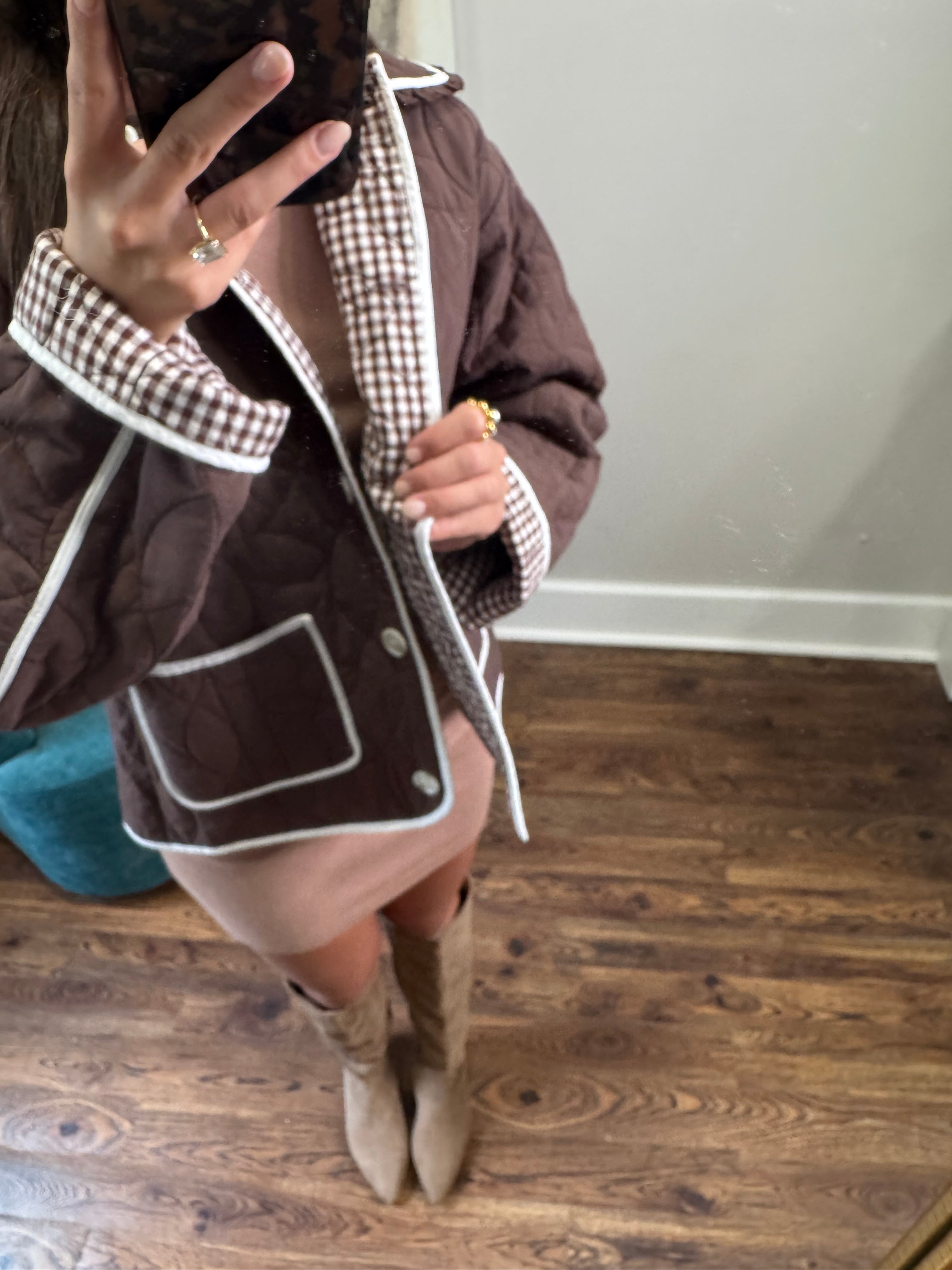 Floral Quilted Collard Jacket