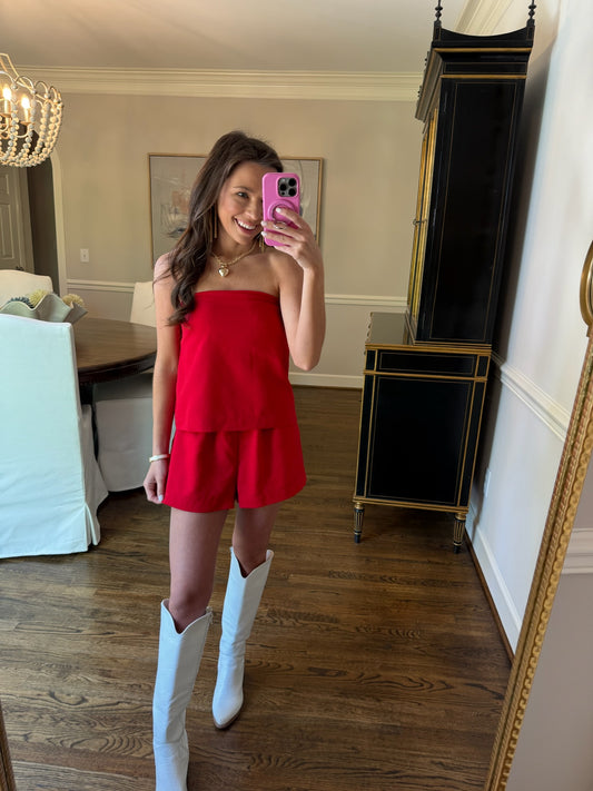 Red Linen Set