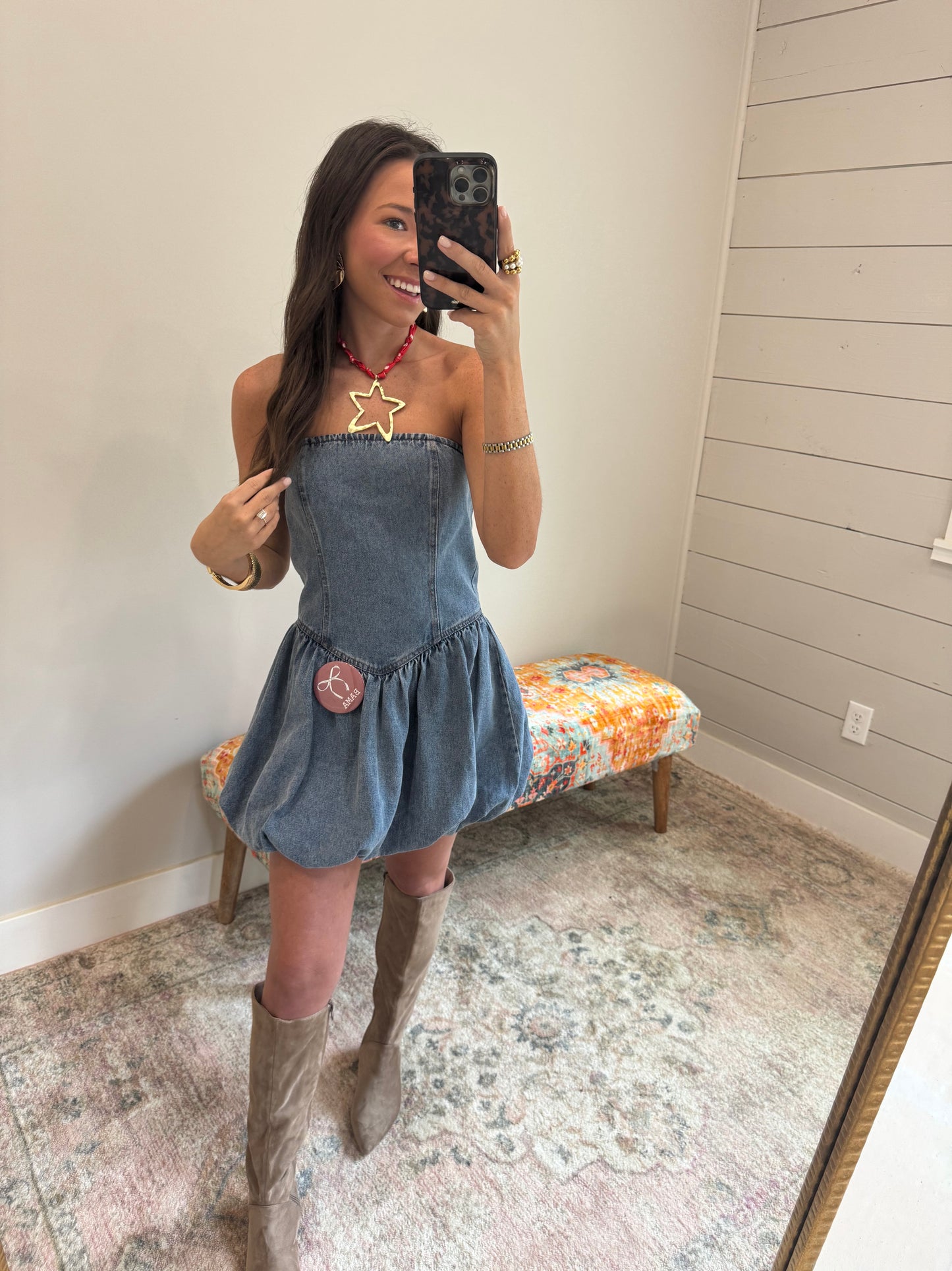 Red Polka Dot Scarf Necklace