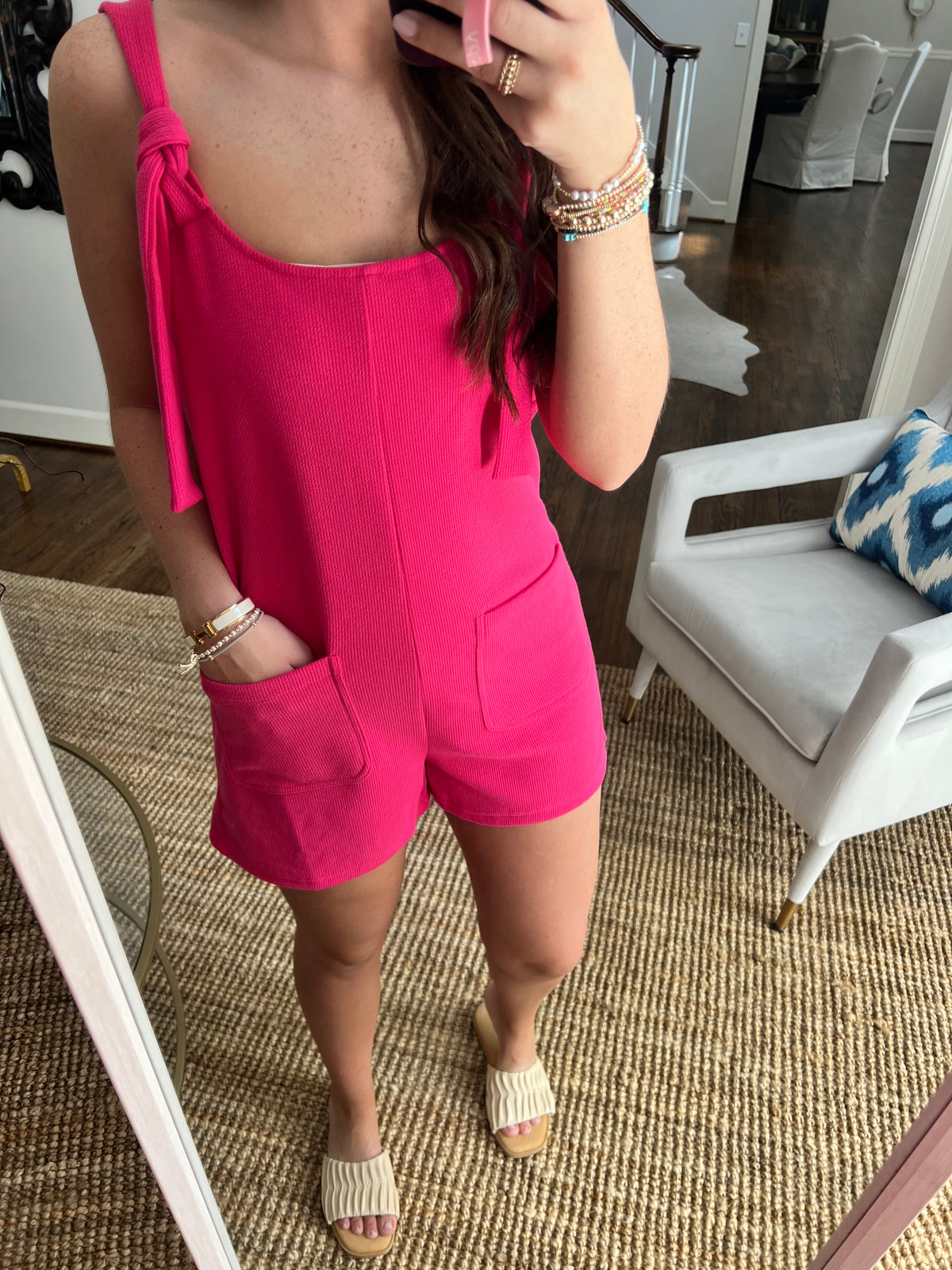 Pink Tie Romper ( Final Sale)