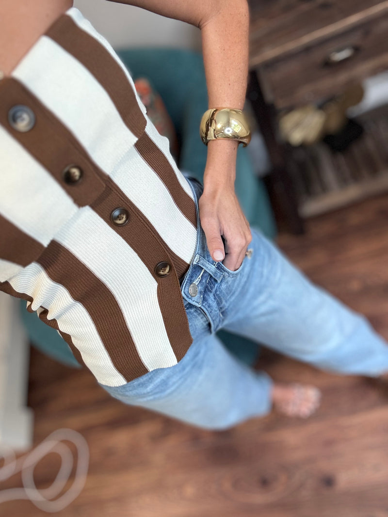 Strapless Button Down Sweater