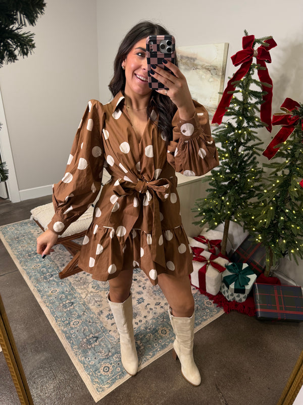 Polka Dot Brown Dress