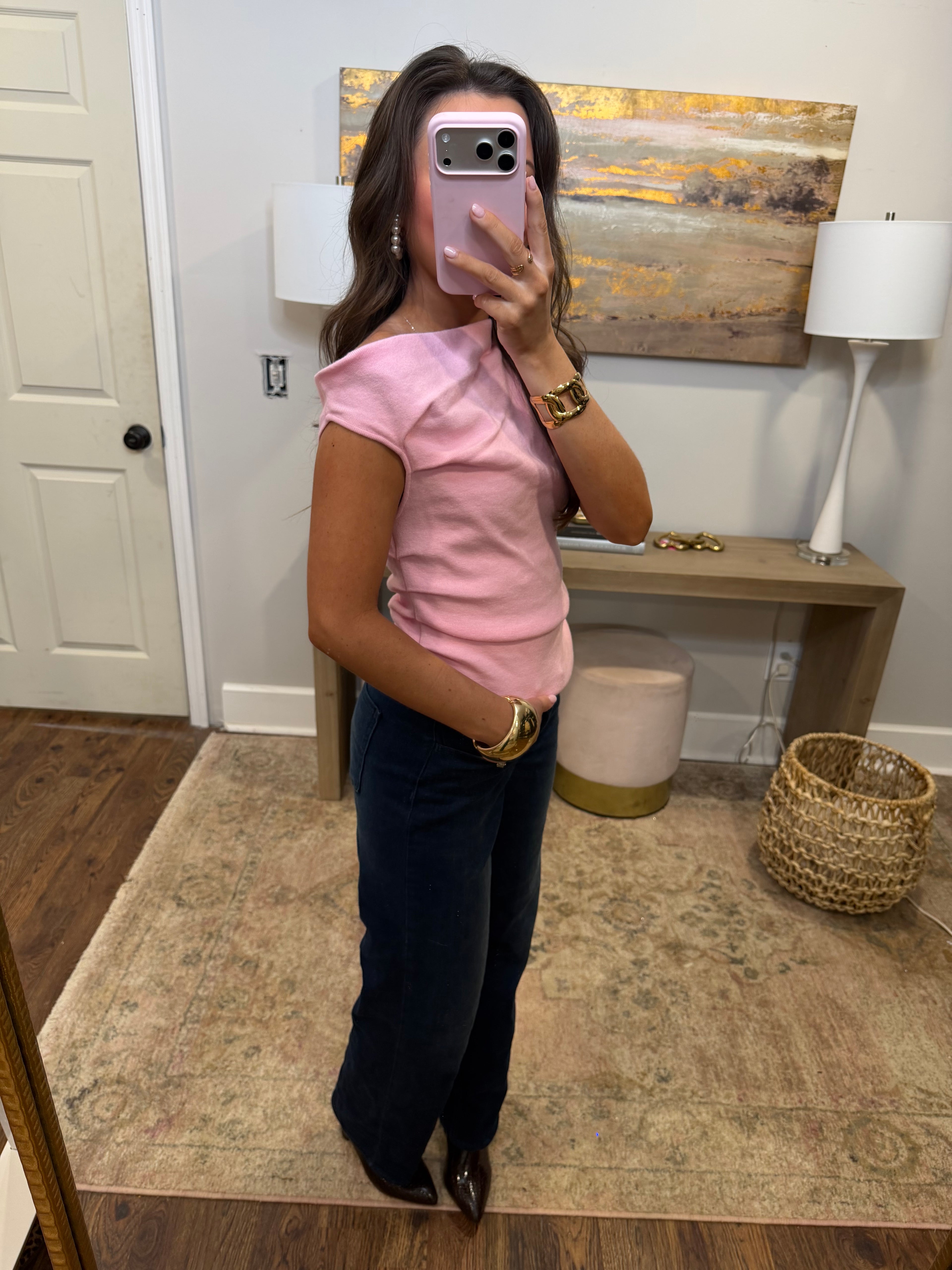 Pink Off the Shoulder Top