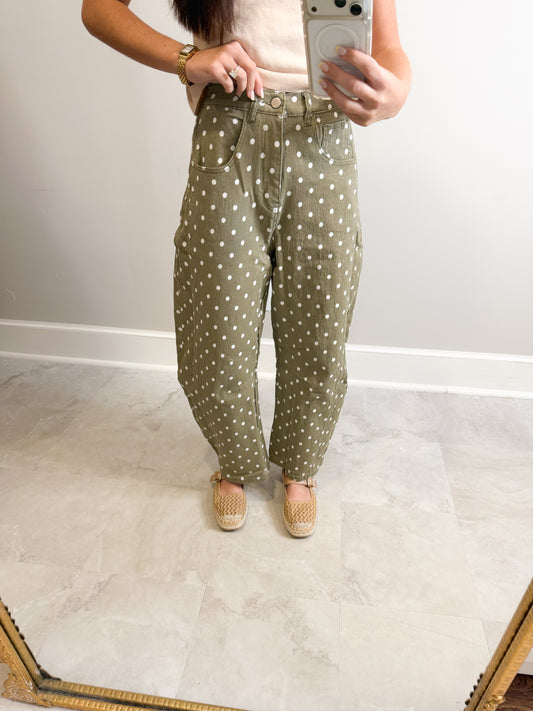 Olive Grove Barrel Jeans