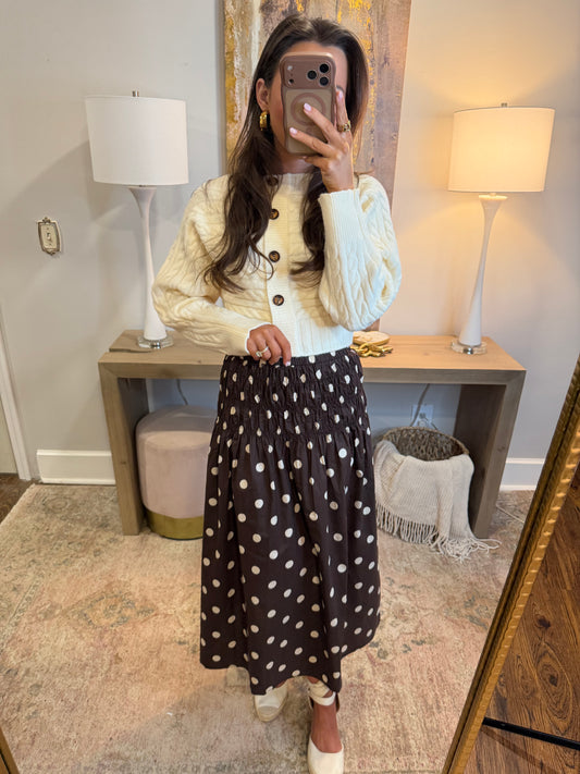 Mocha Polka Dot Skirt