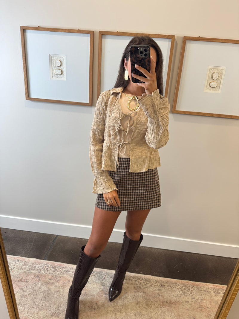 Amy Ribbed Tan Top