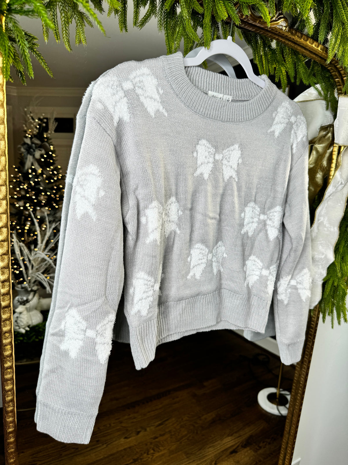 Mary Jane Gray Bow Sweater