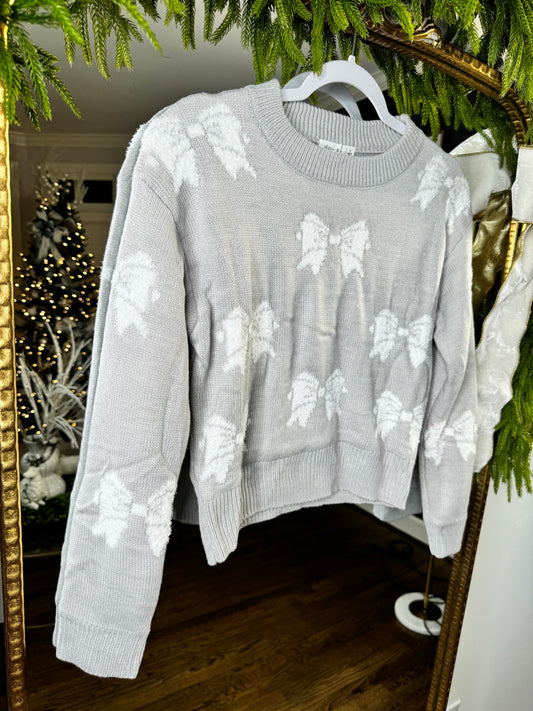 Mary Jane Gray Bow Sweater