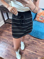 Ray Black & White Striped Active Skirt