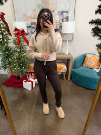 Brown Ribbed Joggers