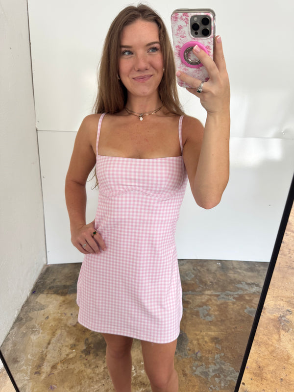 Pink Gingham Active Dress