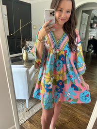 Floral Embroidered Tunic Dress ( Final Sale)