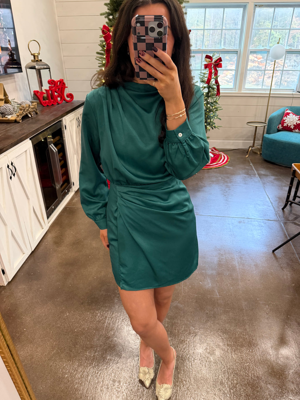 Green Satin Dress