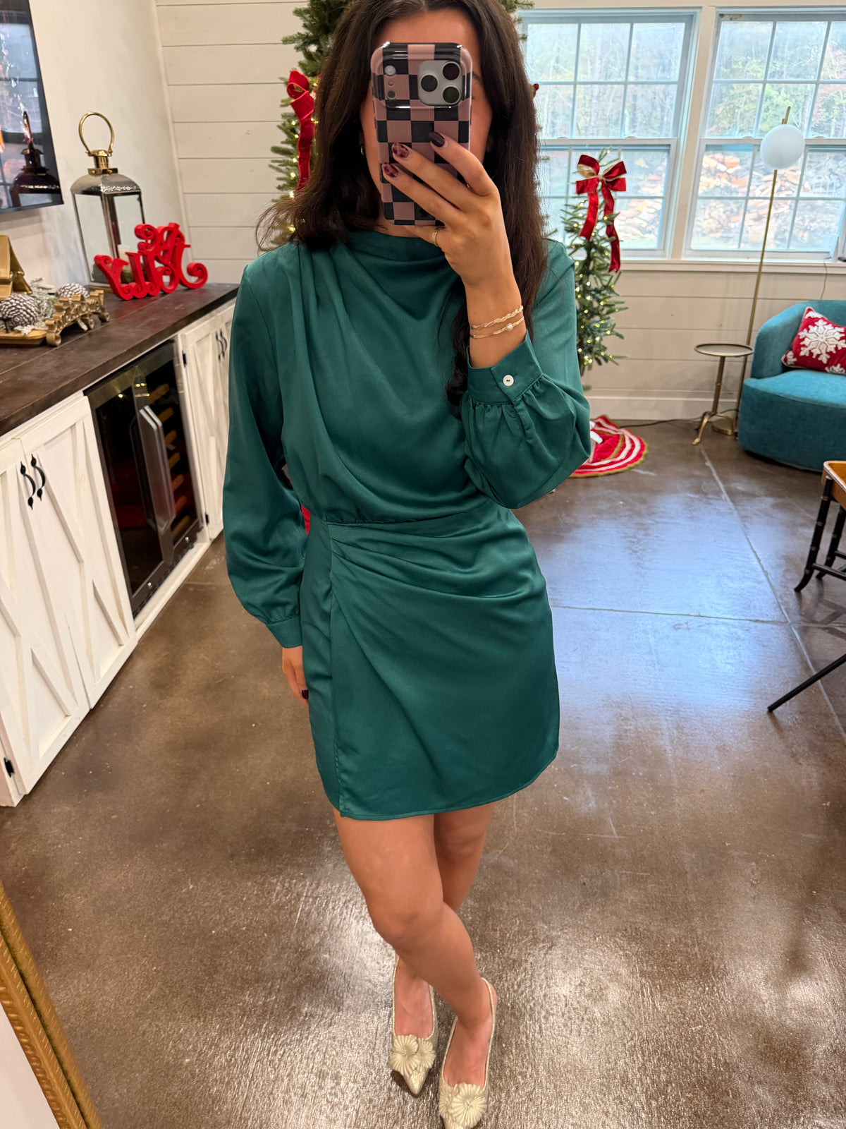 Green Satin Dress