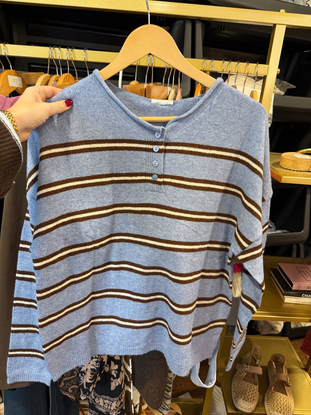 Blue Striped Henley