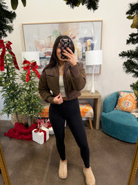 Brown Cropped Puffer Jacket