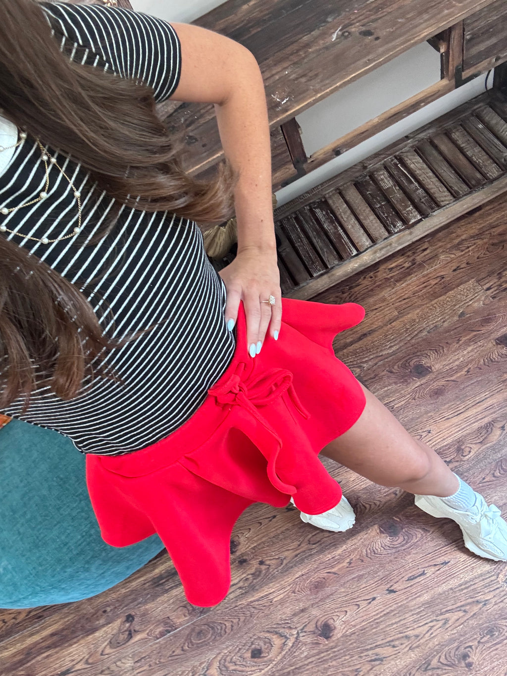 Red Flare Knit Shirt