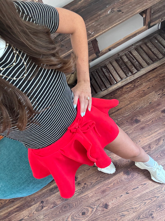 Red Flare Knit Shirt