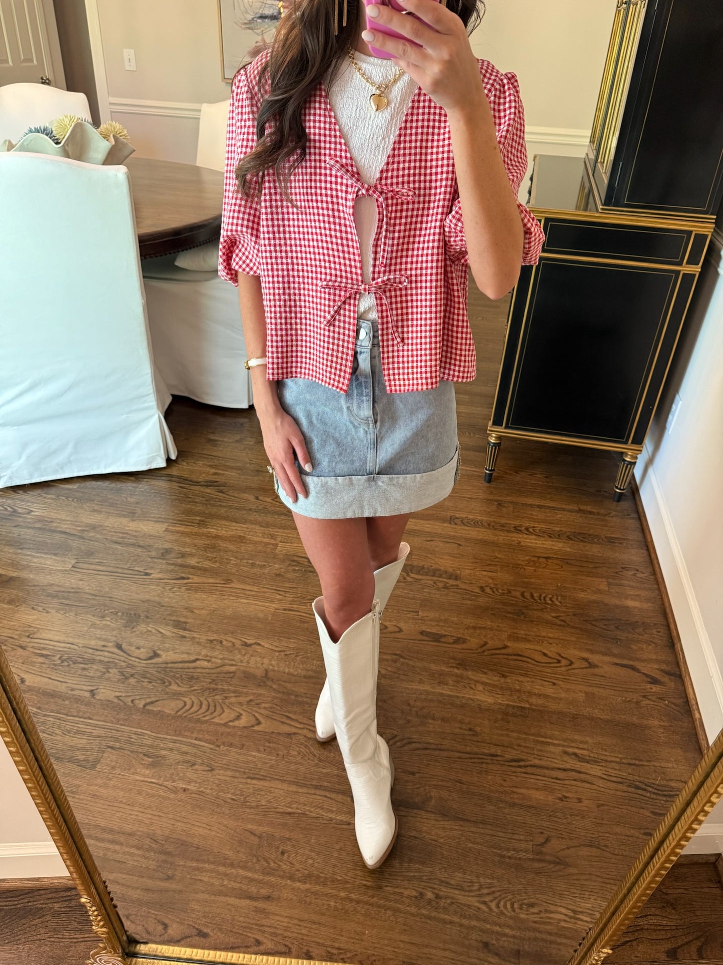 Red Kamryn Bow Top