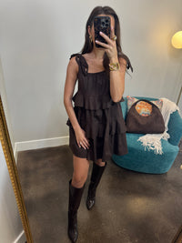 Mocha Ruffle Babydoll Dress