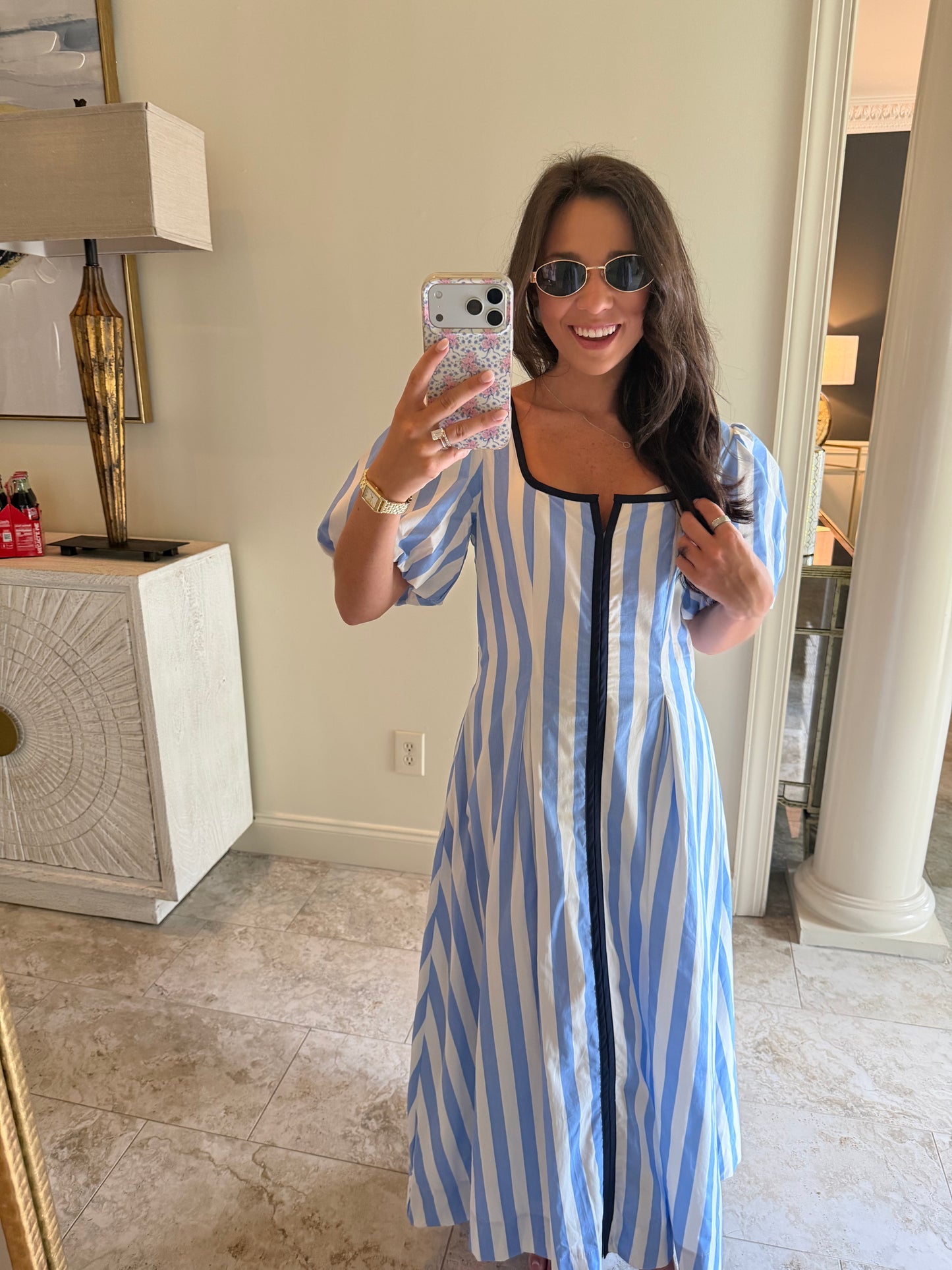 Catherine Striped Blue Dress