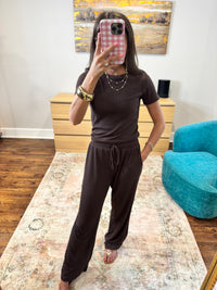 Brown Ribbed Set