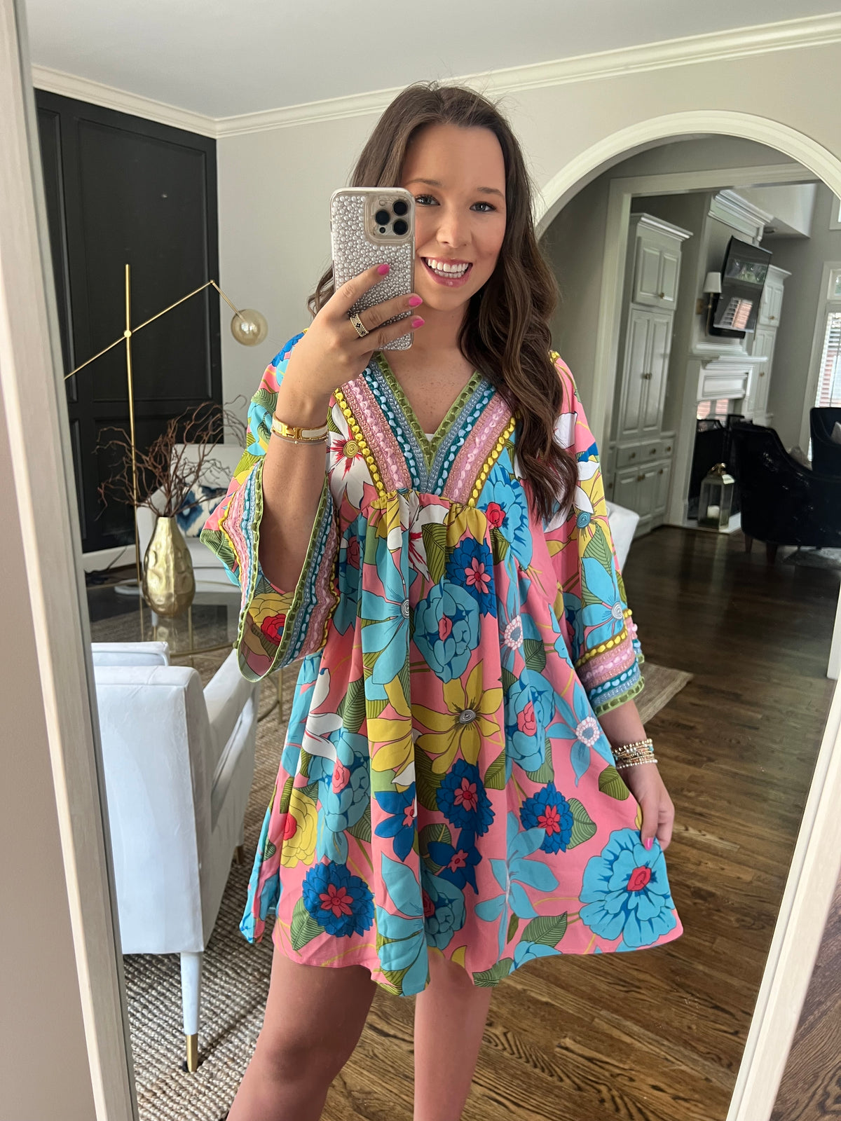 Floral Embroidered Tunic Dress ( Final Sale)