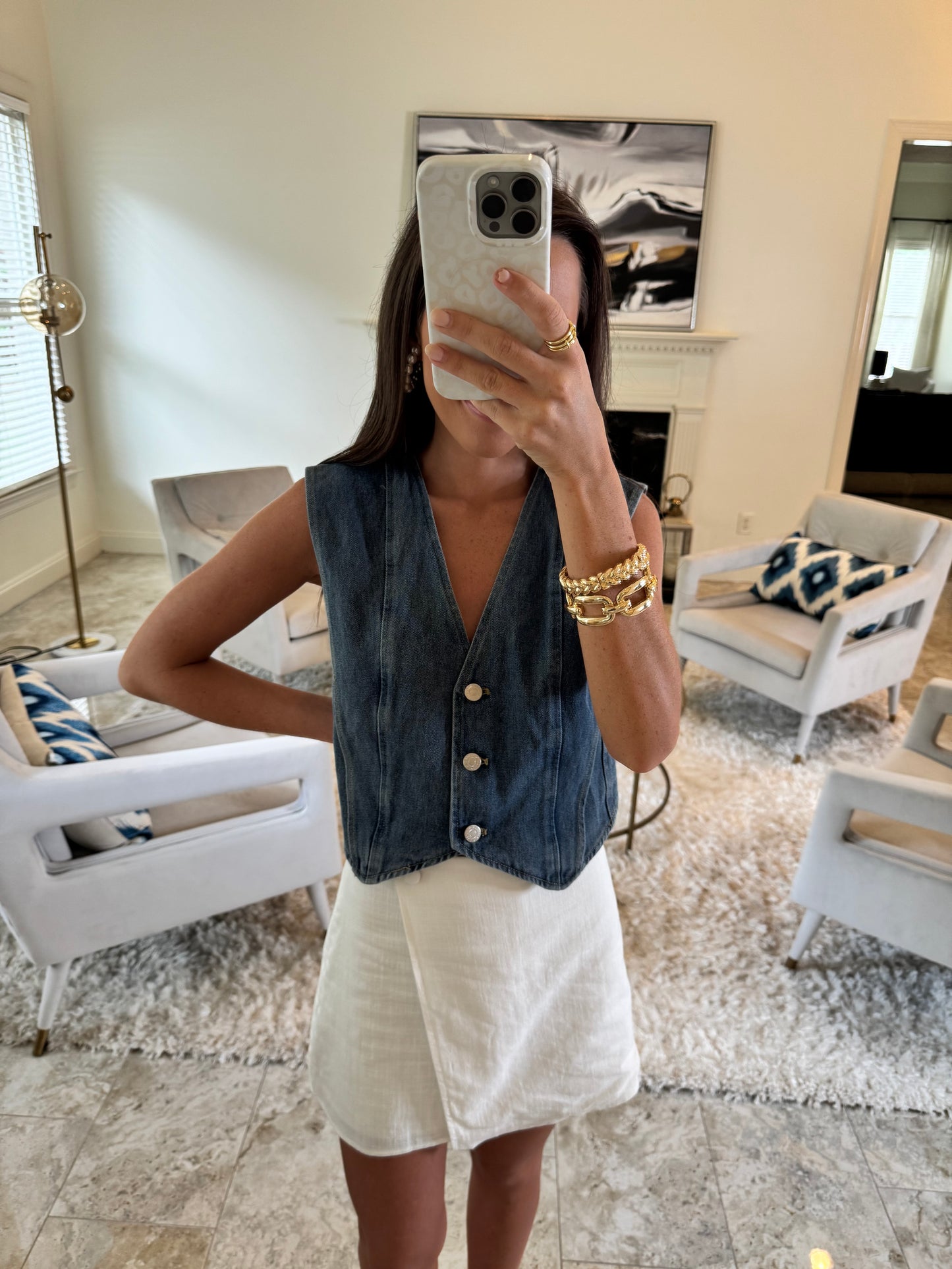 White Linen Skort