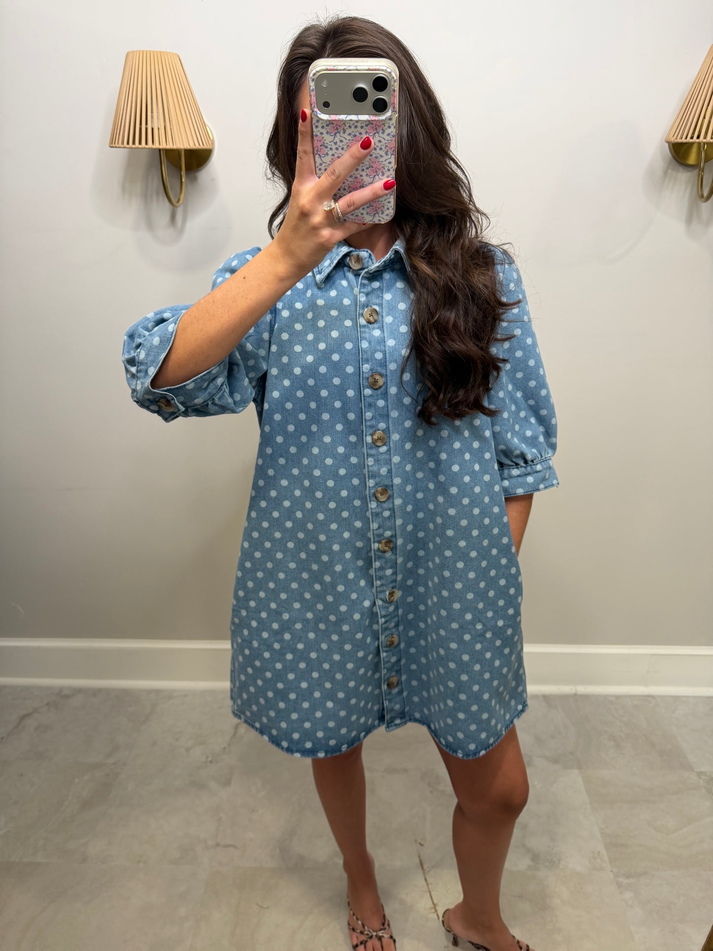 Polka Dot Denim Dress