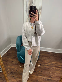 Grey Mandy Button- Down Sweater