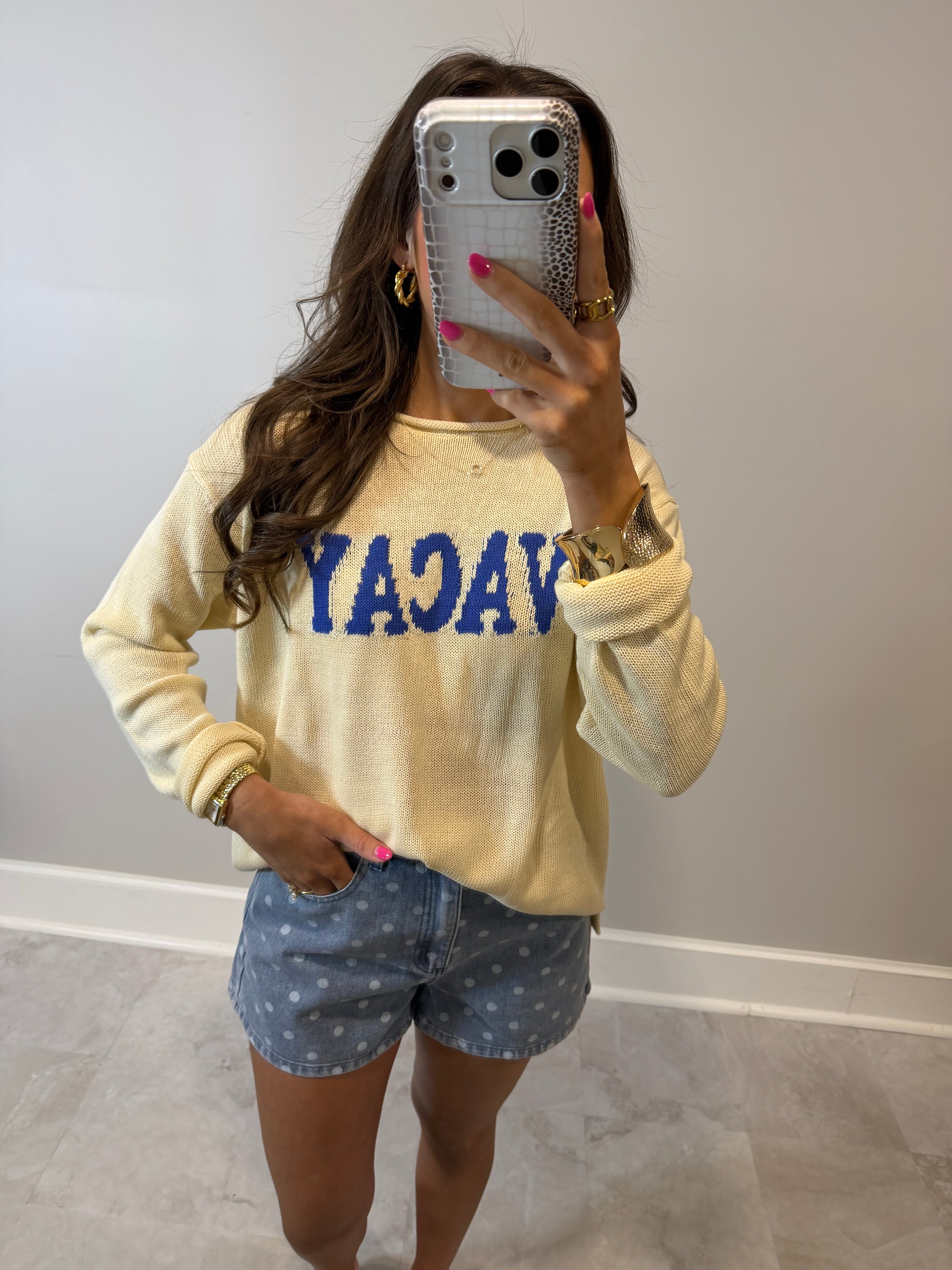 Polka Dot Denim Shorts