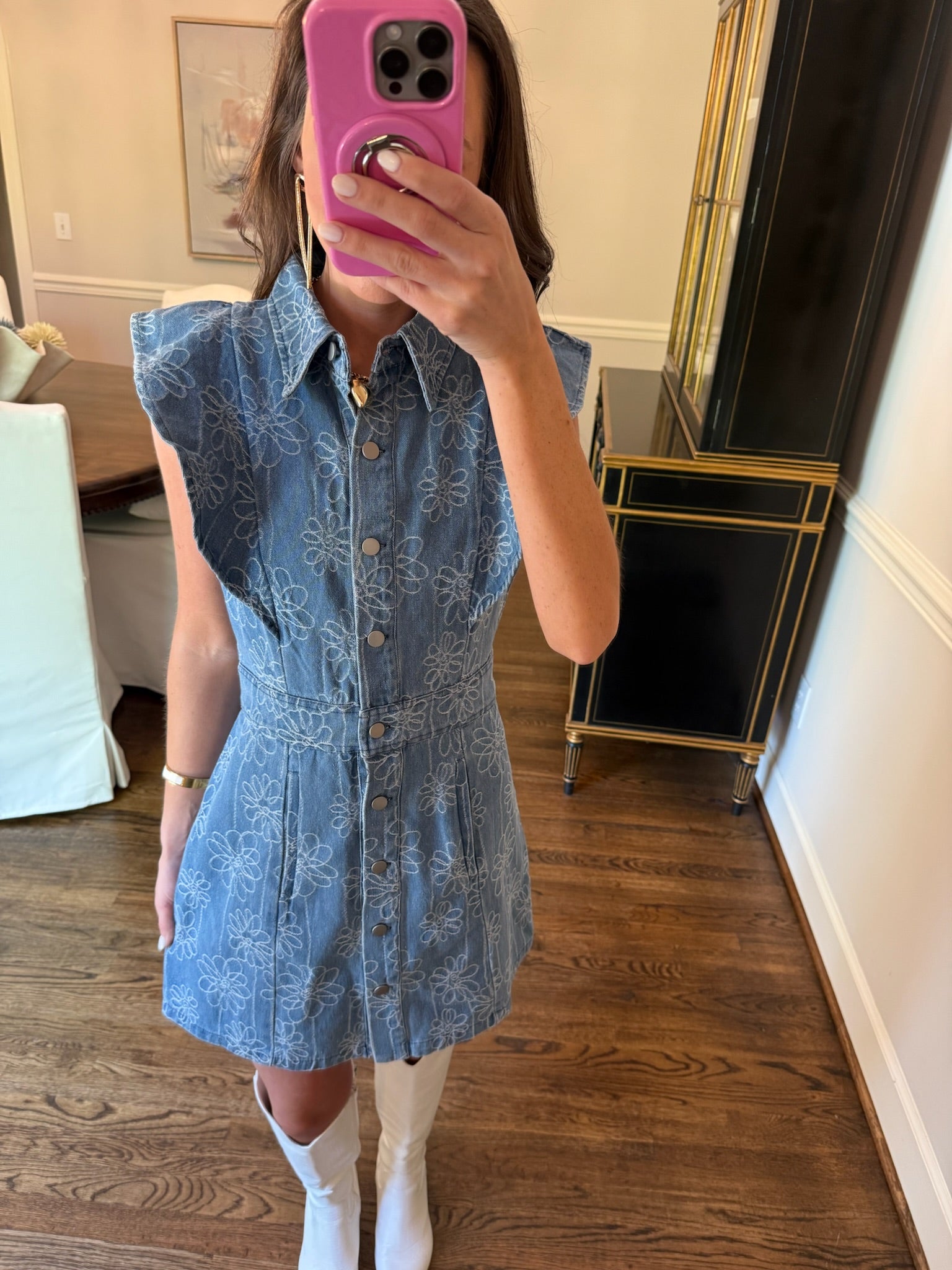 Denim Floral Dress