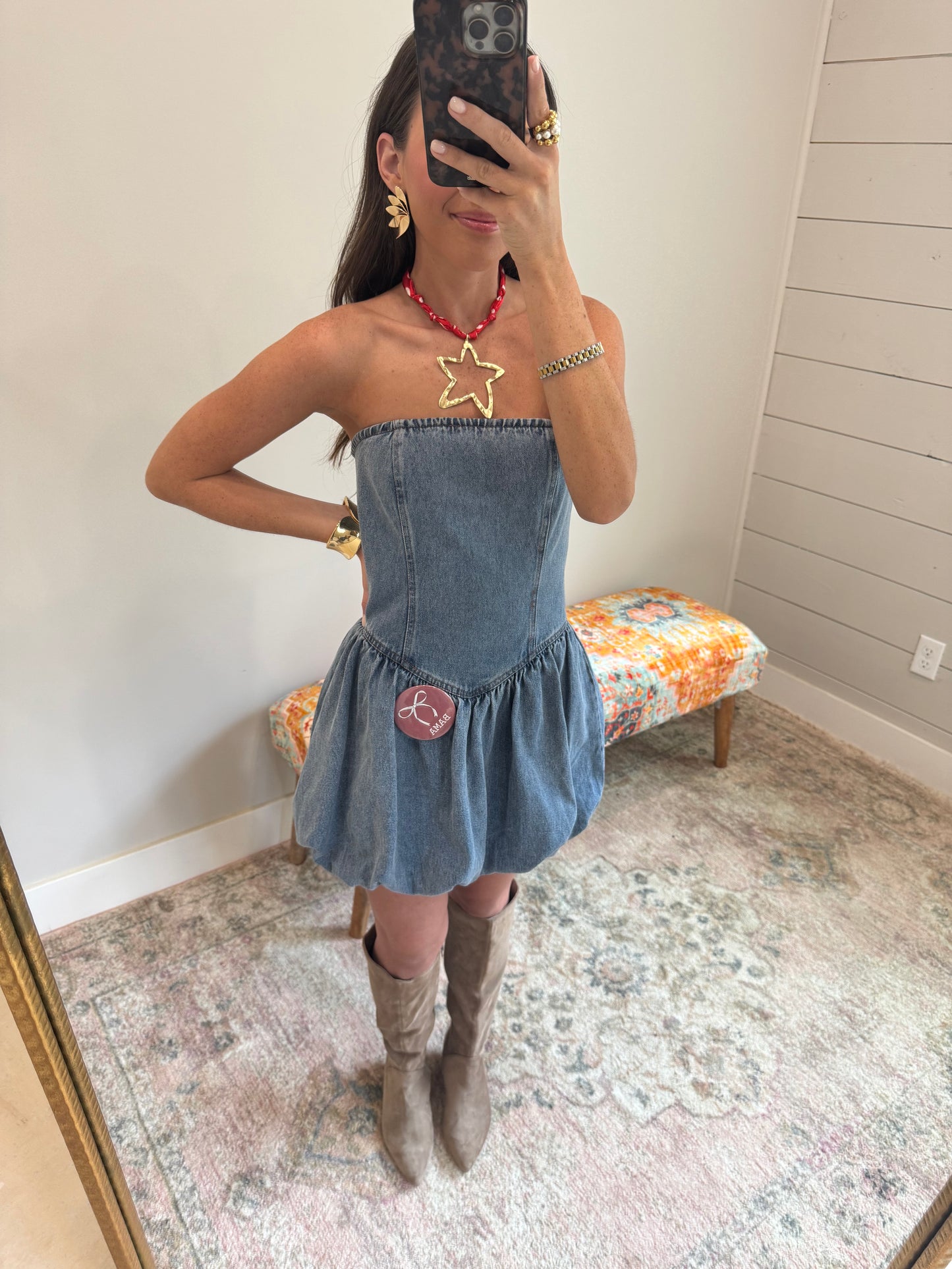 Red Polka Dot Scarf Necklace