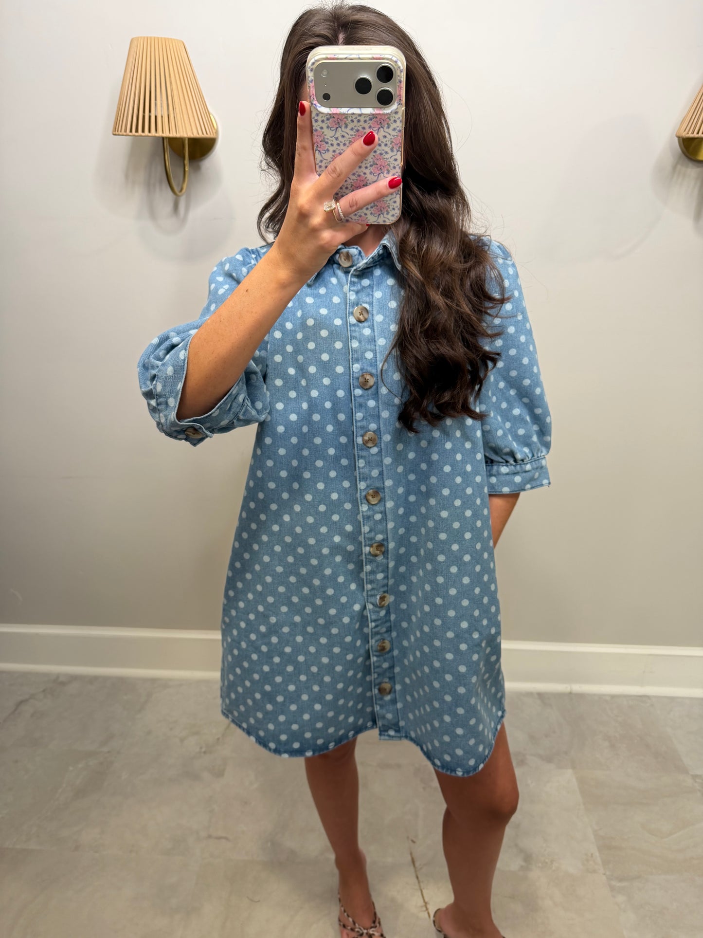 Polka Dot Denim Dress