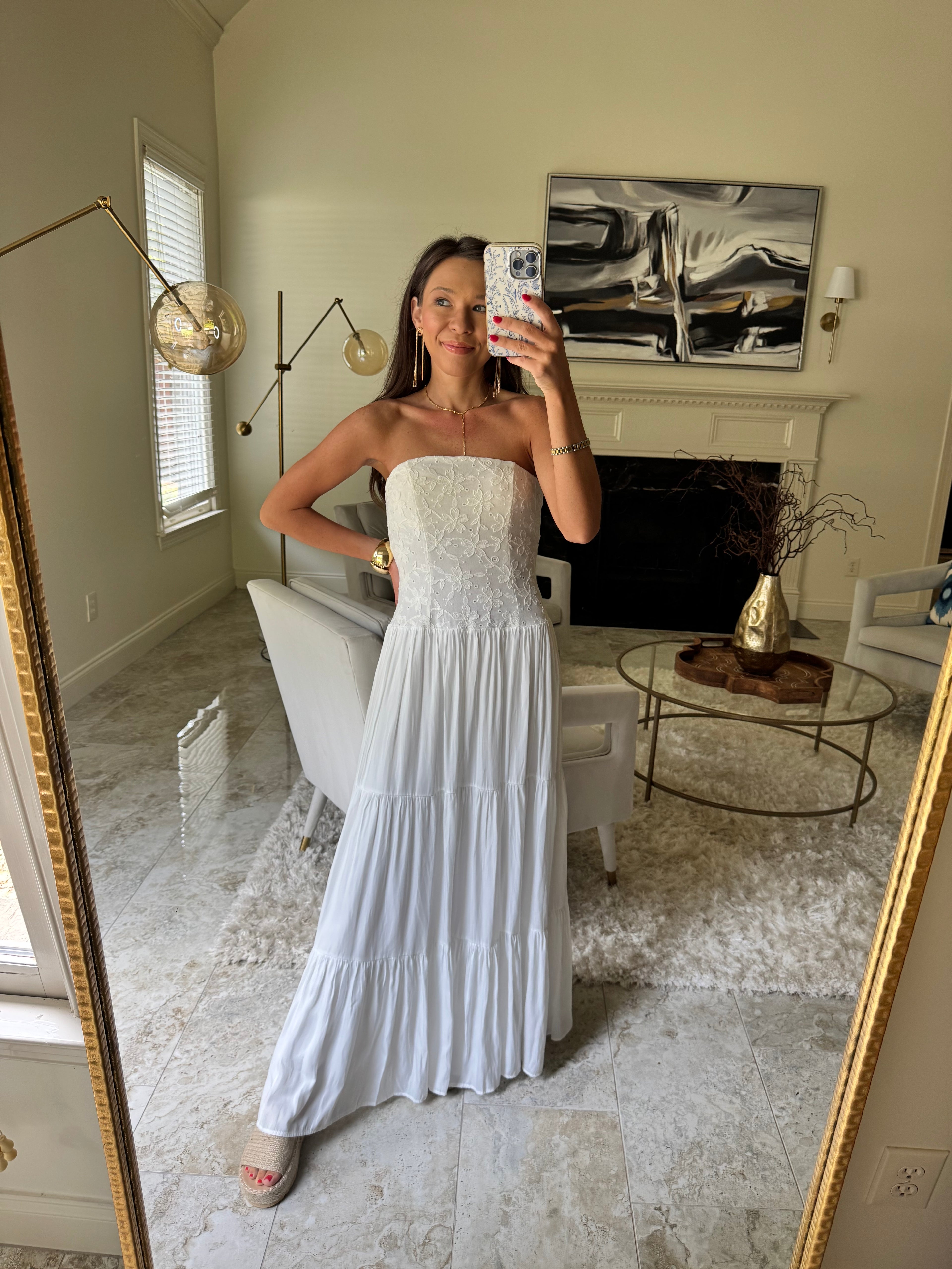 Susan Strapless White Maxi