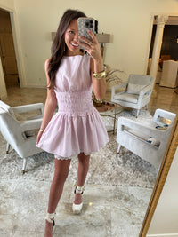 Pink Gingham Lace Dress