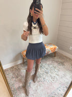 Blue Ribbed Bubble Skirt