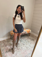 Blue Ribbed Bubble Skirt