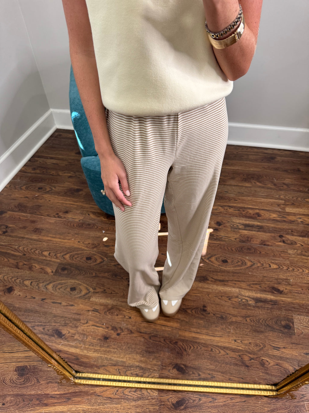 Tan Striped Lounge Pants