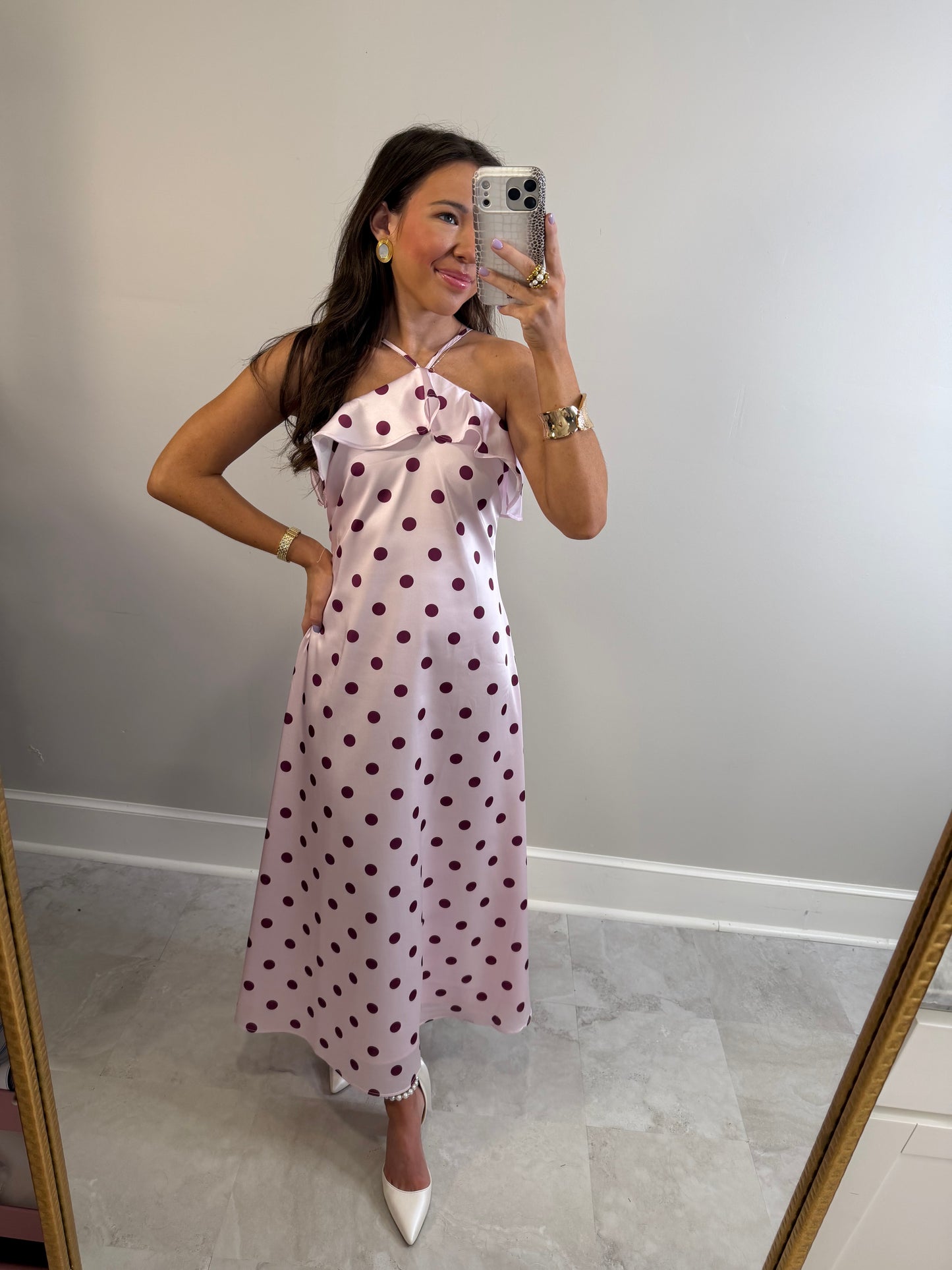 Satin Polka Dot Dress