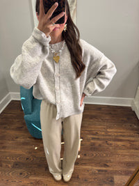 Grey Mandy Button- Down Sweater